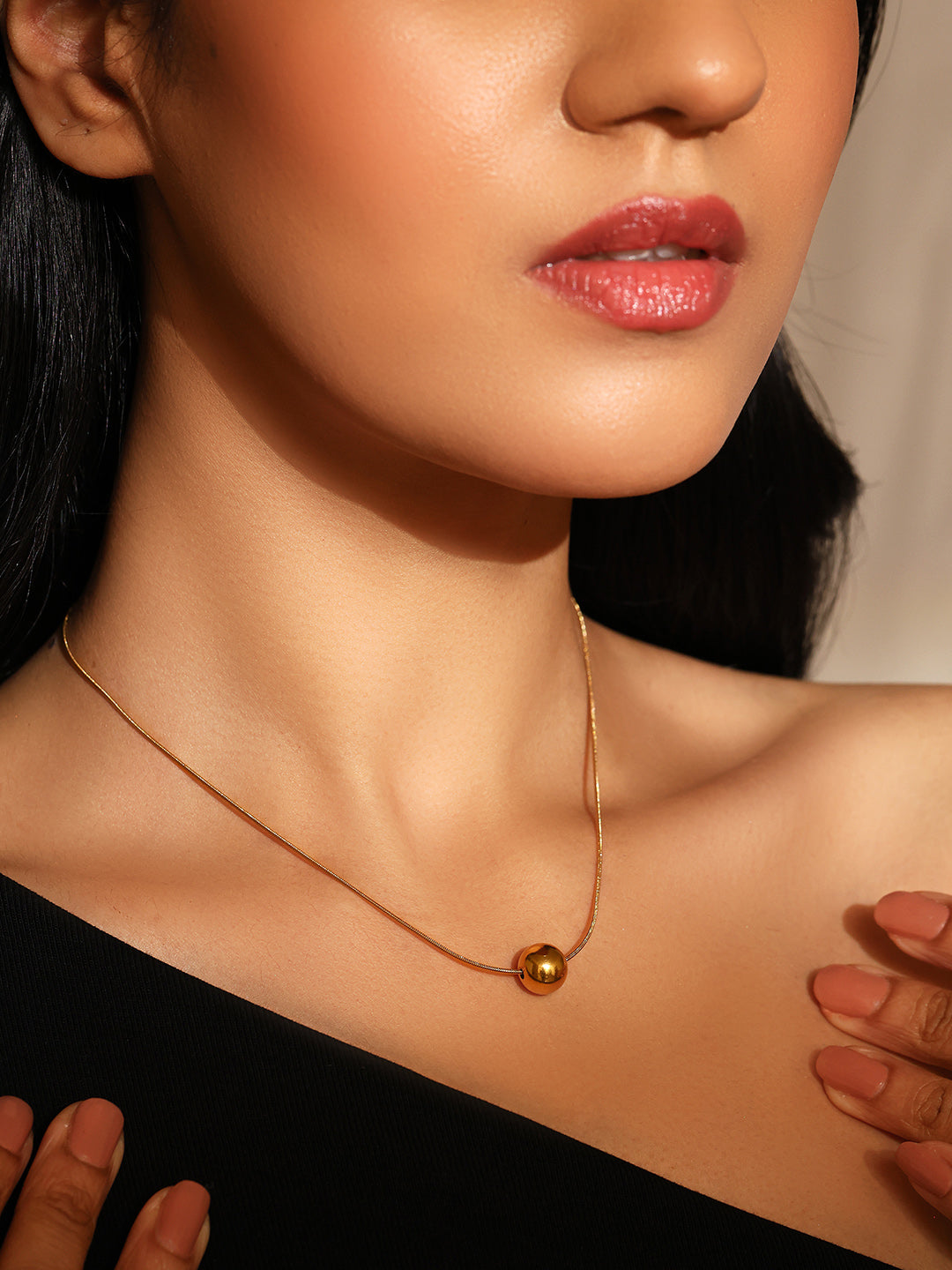 Priyaasi Ball Locket Gold Plated Simple Necklace