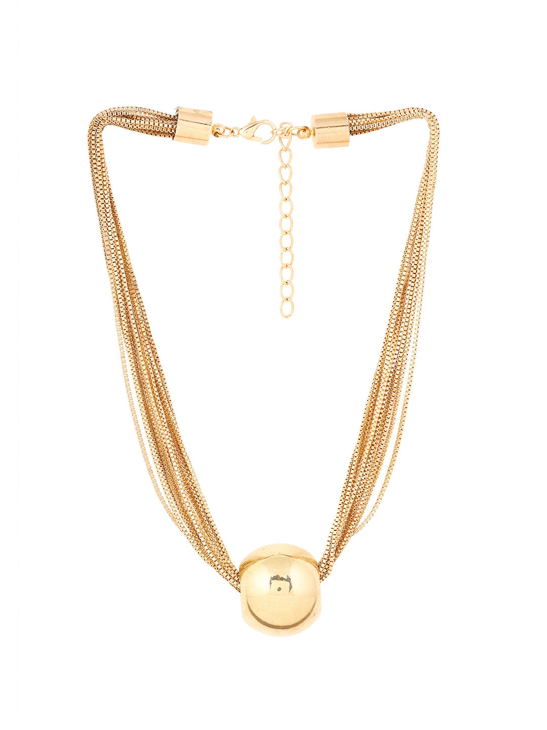 Priyaasi Gold Plated Chain Linked Ball Locket Necklace