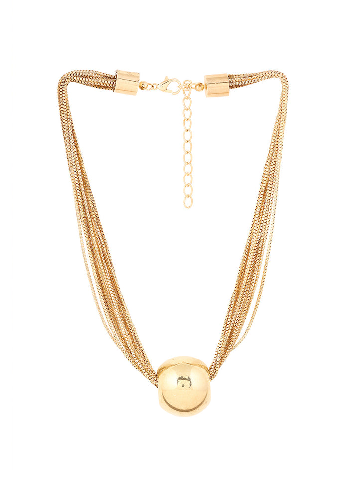 Priyaasi Gold Plated Chain Linked Ball Locket Necklace