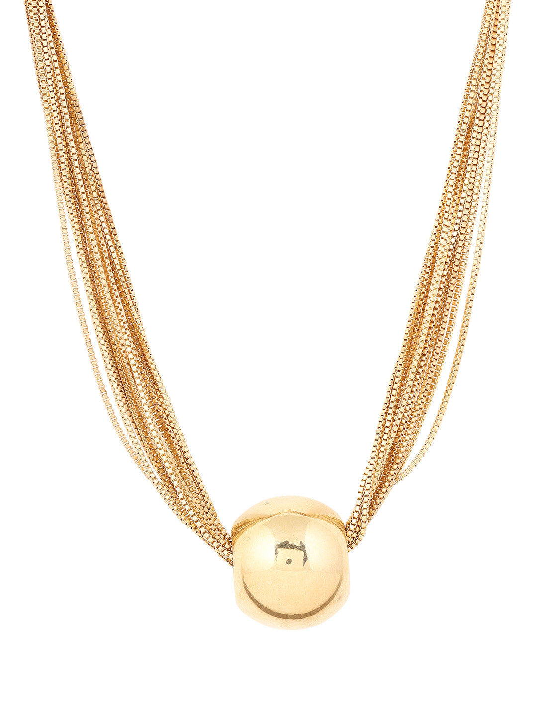 Priyaasi Gold Plated Chain Linked Ball Locket Necklace