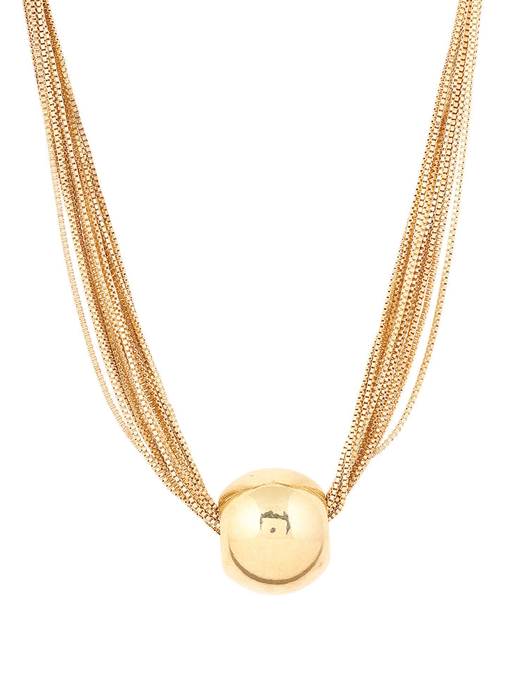 Priyaasi Gold Plated Chain Linked Ball Locket Necklace