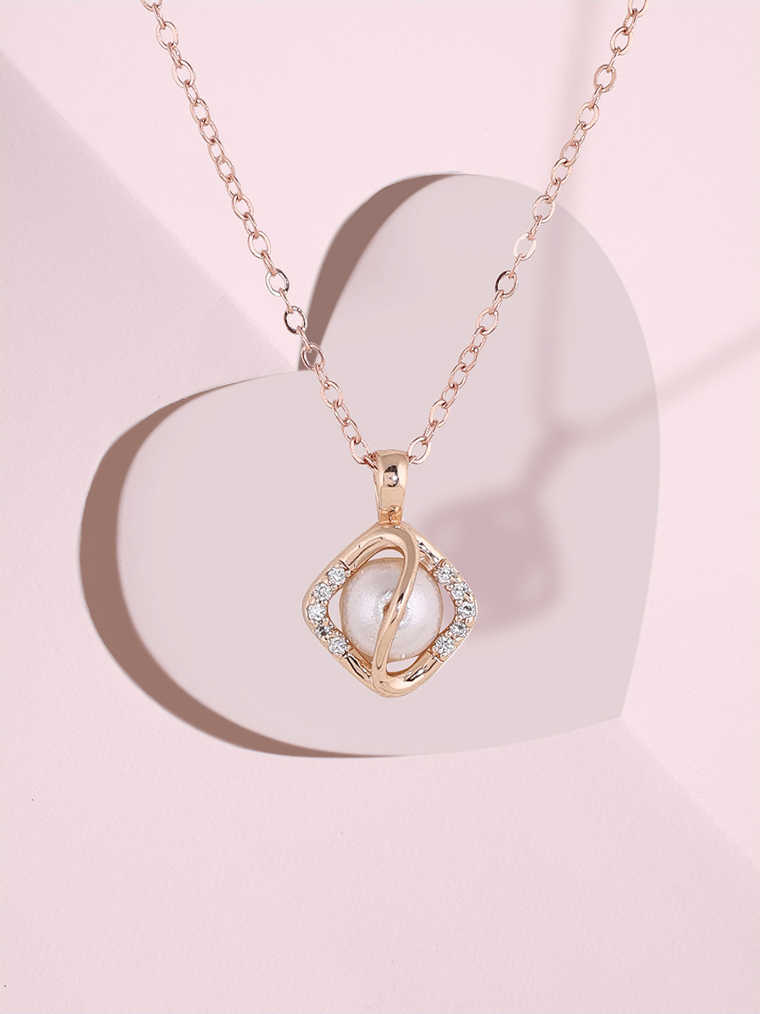 Prita Dazzling Love Lock American Diamond Necklace