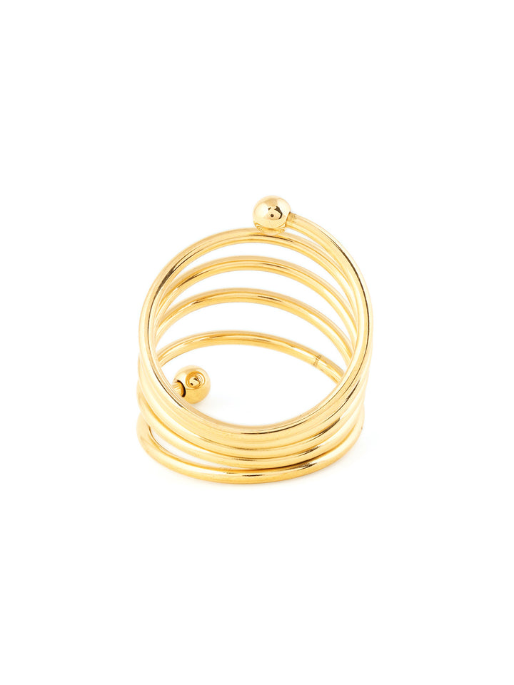 Priyaasi Swirl Gold Plated Layered Adjustable Ring
