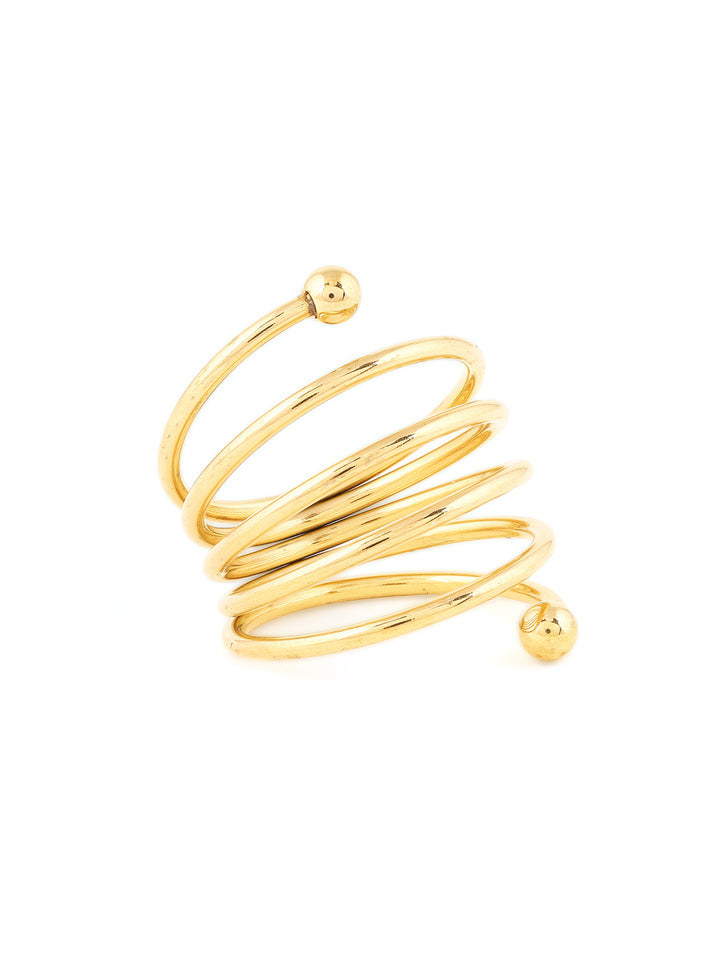 Priyaasi Swirl Gold Plated Layered Adjustable Ring