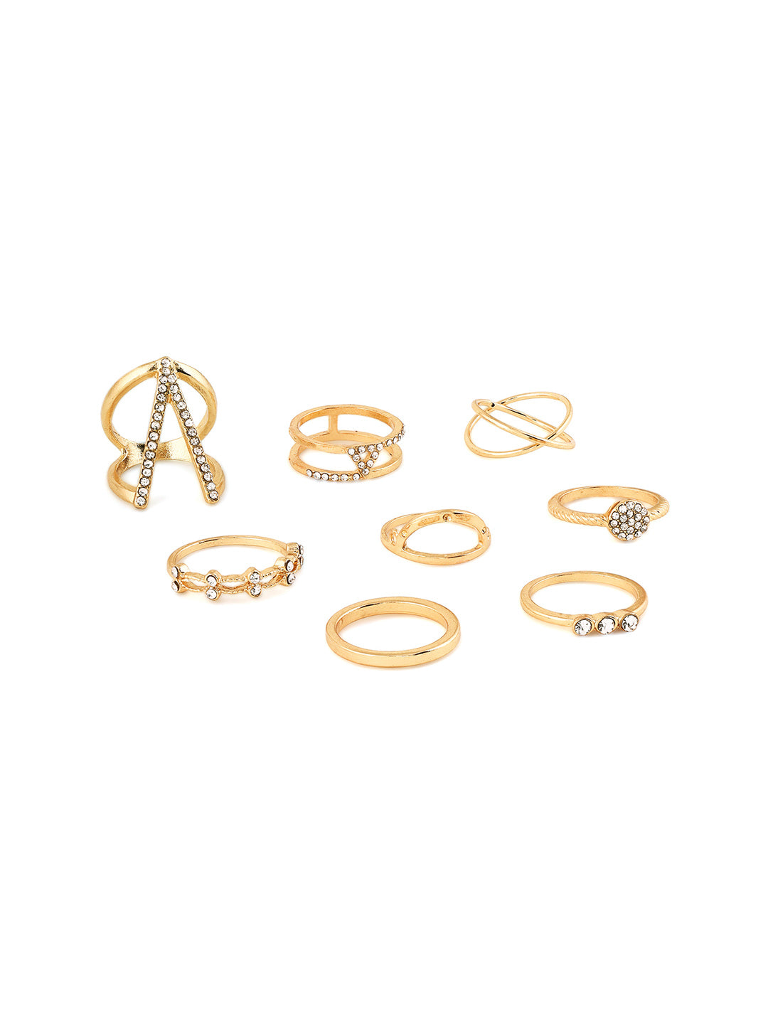 Priyaasi Fashiony Styled Combo Adjustable Gold Plated Rings