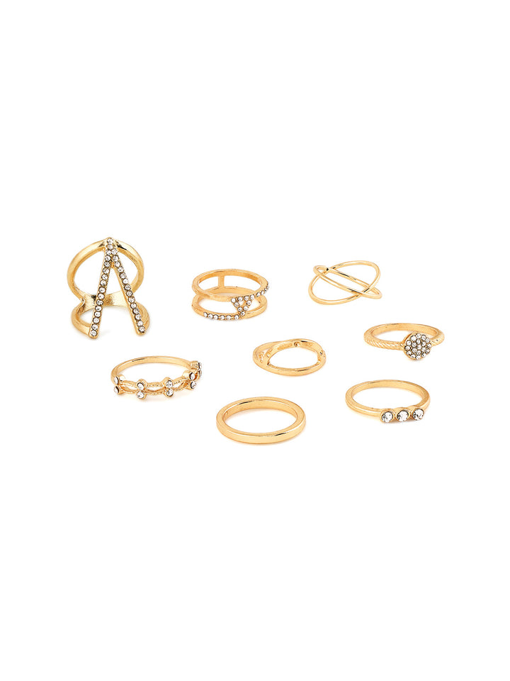 Priyaasi Fashiony Styled Combo Adjustable Gold Plated Rings