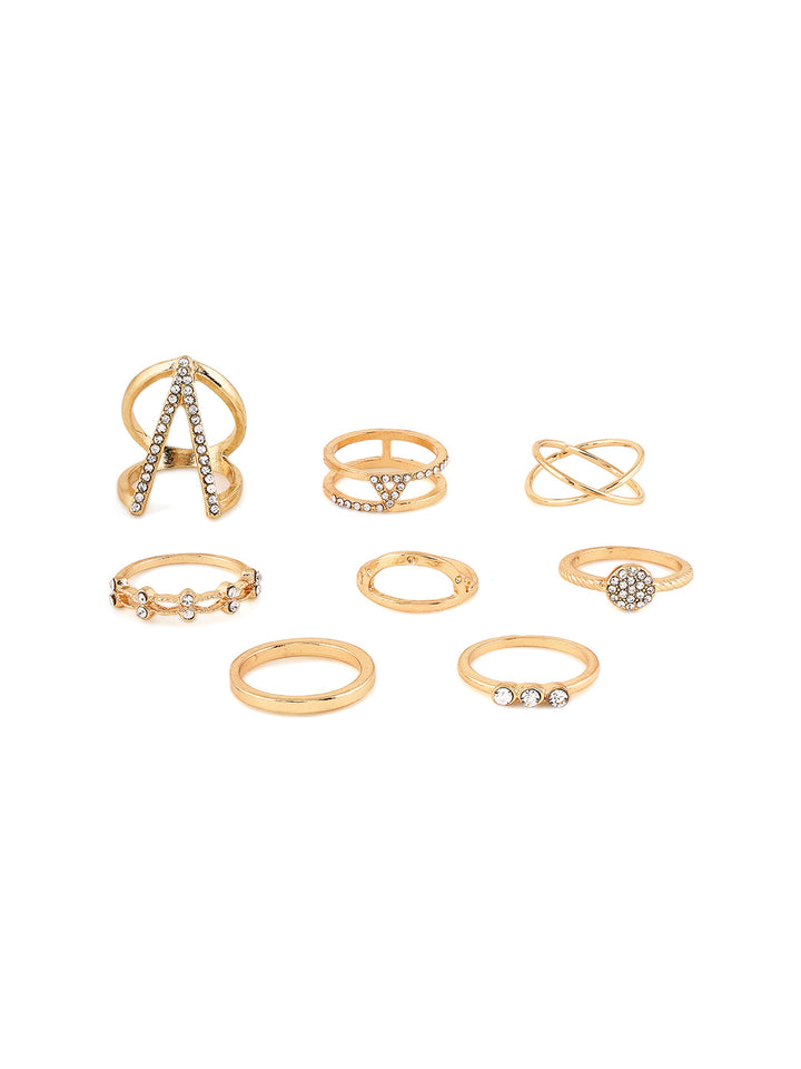 Priyaasi Fashiony Styled Combo Adjustable Gold Plated Rings