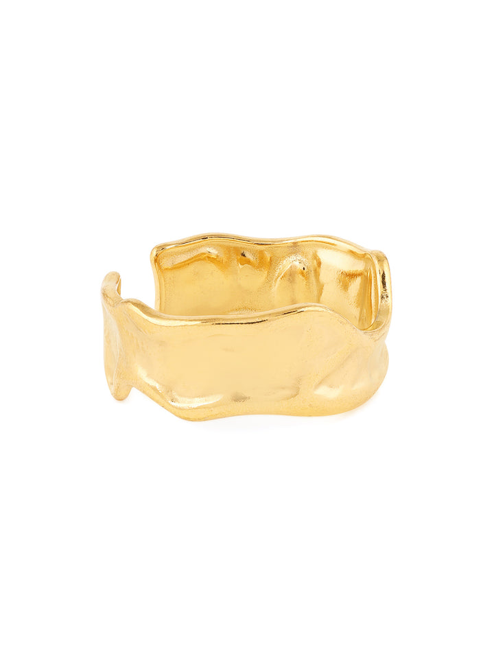 Priyaasi Classic Hammered Gold Plated Adjustable Ring