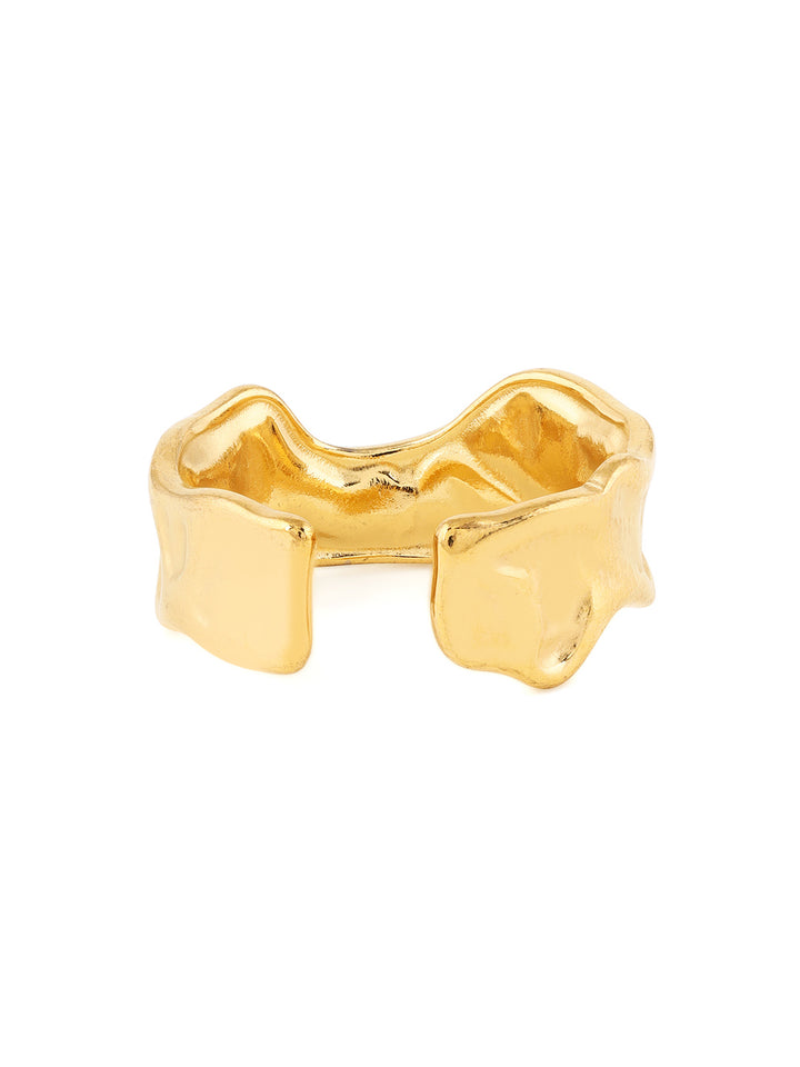 Priyaasi Classic Hammered Gold Plated Adjustable Ring