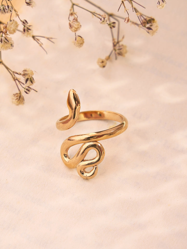 Priyaasi Snake Shape Gold Plated Adjustable Fancy Ring