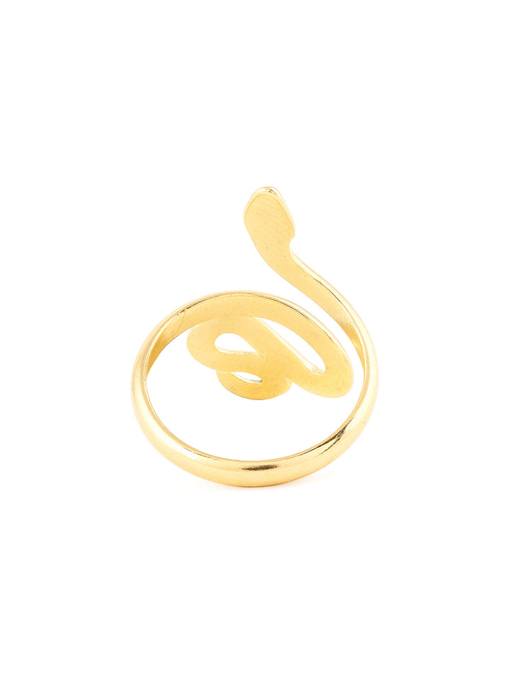 Priyaasi Snake Shape Gold Plated Adjustable Fancy Ring