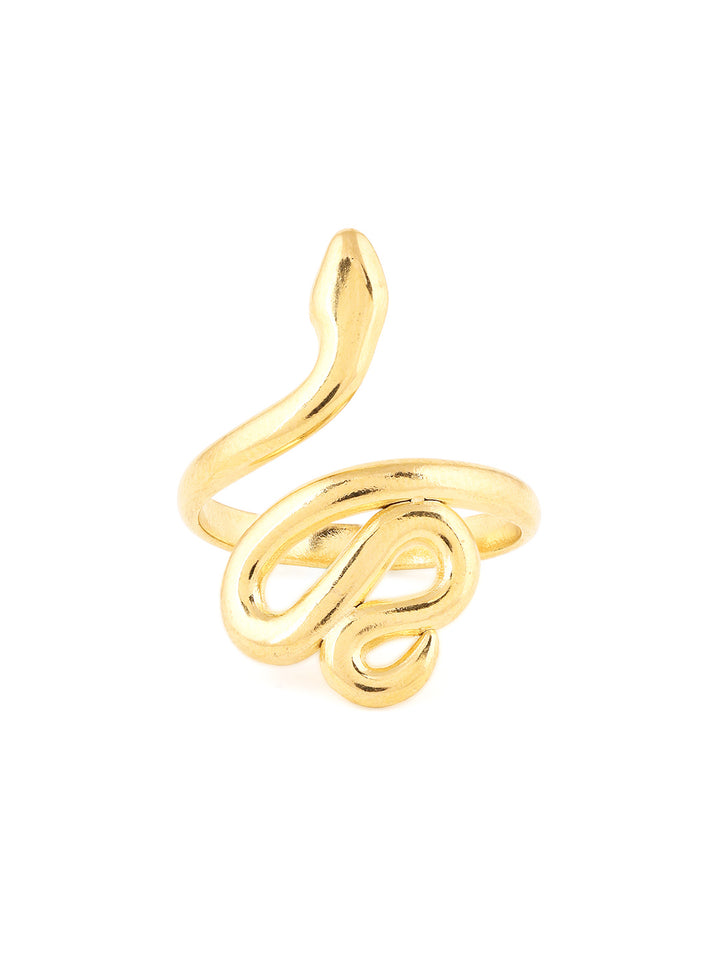 Priyaasi Snake Shape Gold Plated Adjustable Fancy Ring