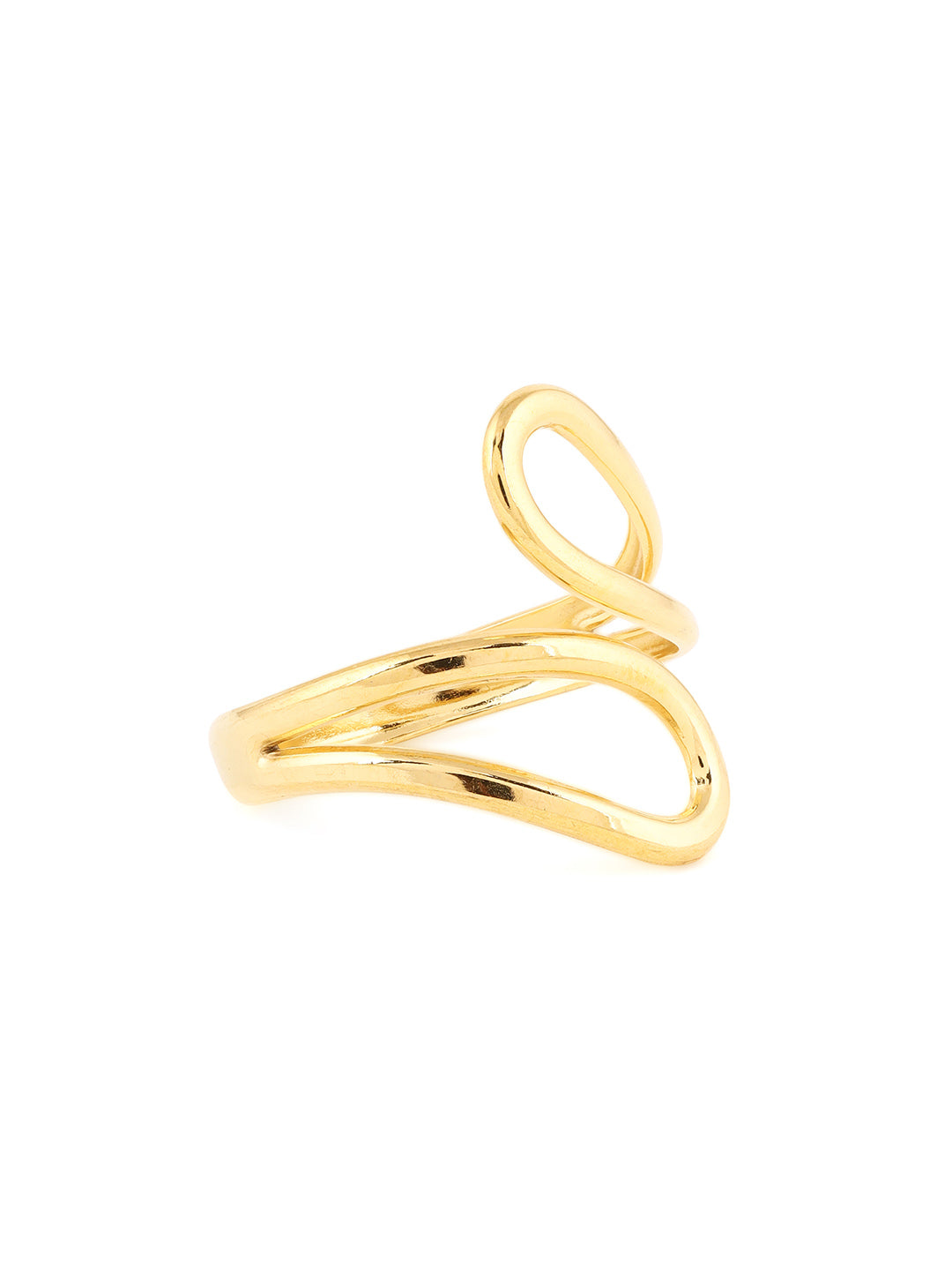 Priyaasi Swirl Shape Gold Plated Adjustable Stylish Ring