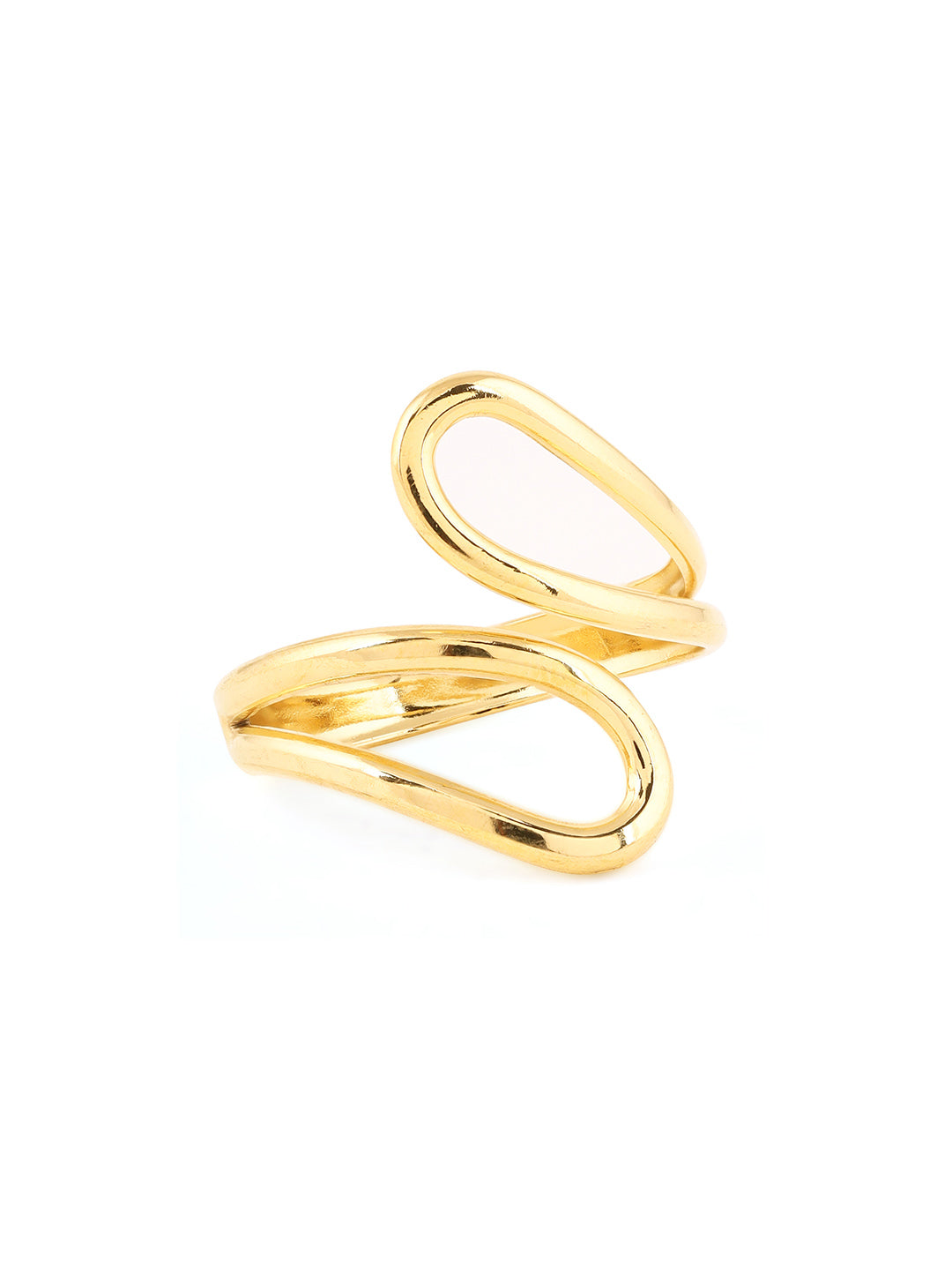 Priyaasi Swirl Shape Gold Plated Adjustable Stylish Ring