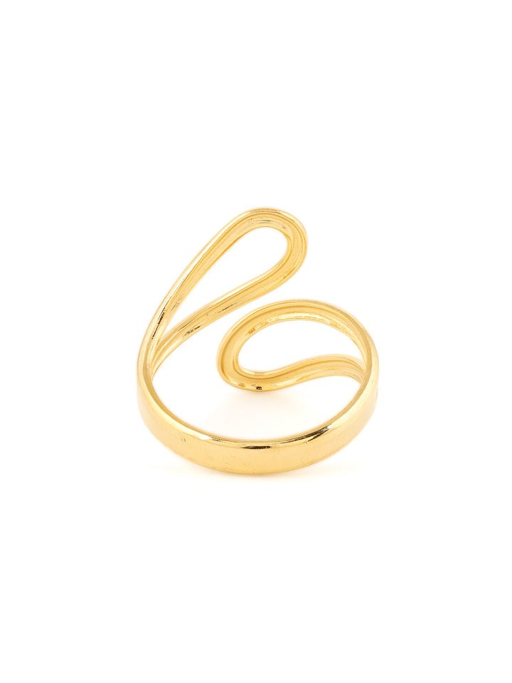 Priyaasi Swirl Shape Gold Plated Adjustable Stylish Ring