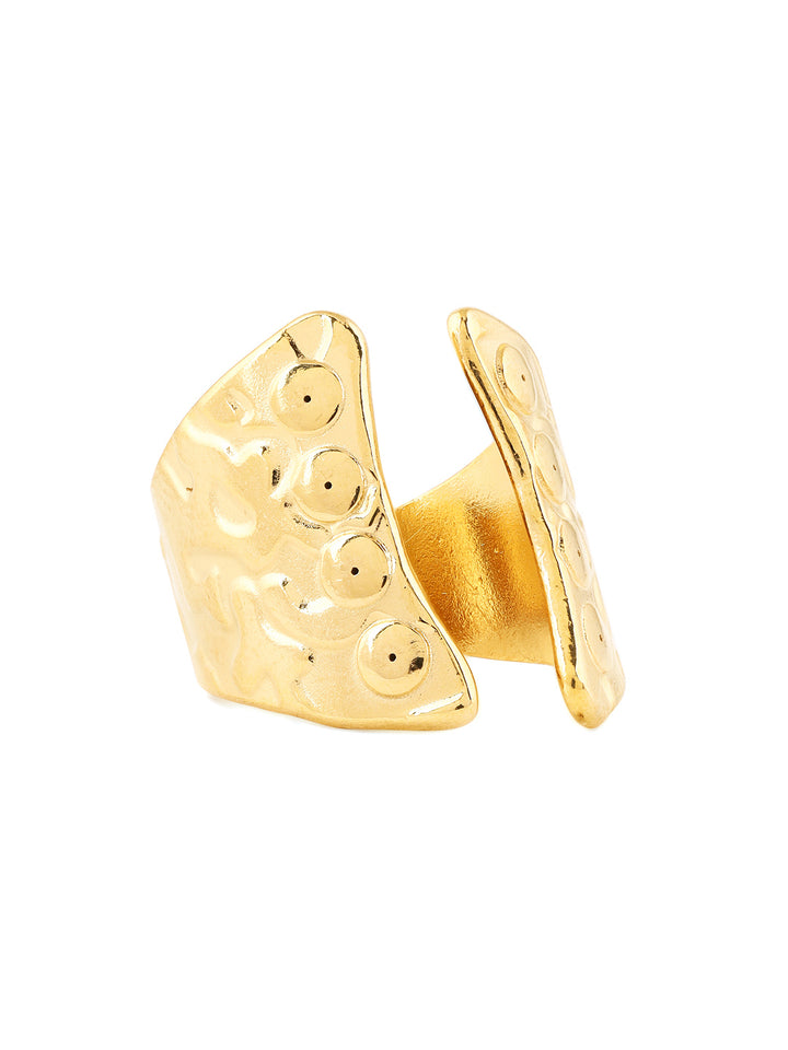 Priyaasi Hammered Style Gold Plated Adjustable Ring