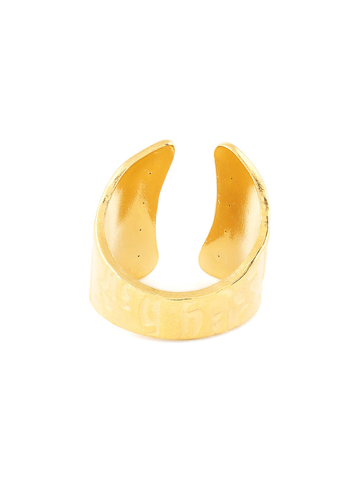 Priyaasi Hammered Style Gold Plated Adjustable Ring