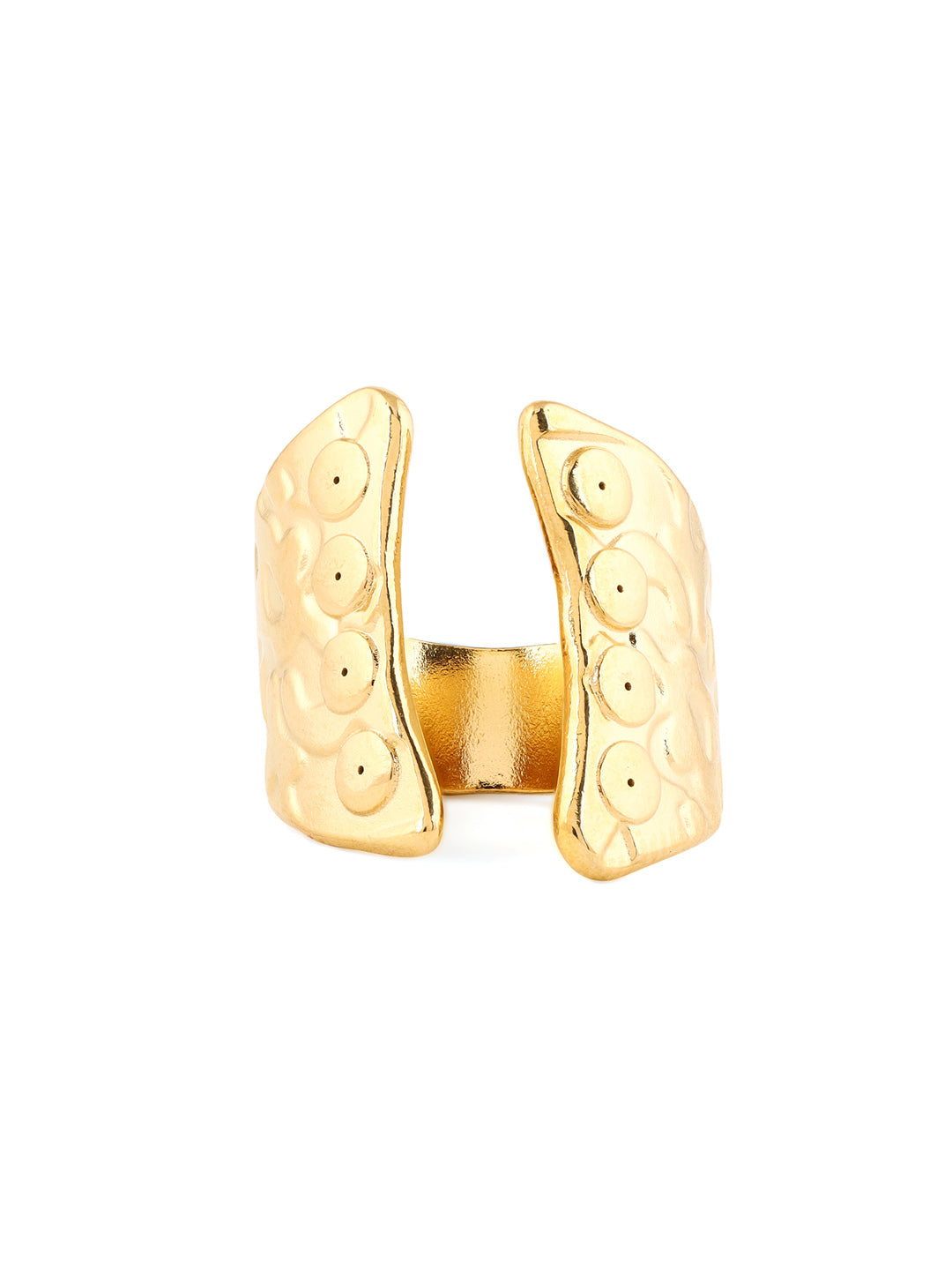 Priyaasi Hammered Style Gold Plated Adjustable Ring