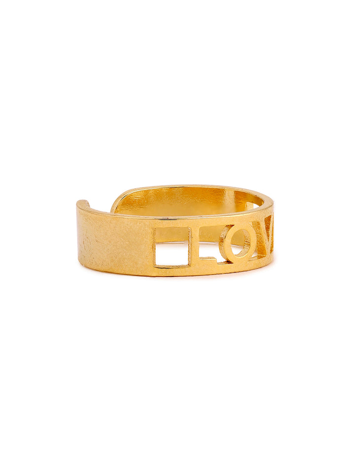 Prita Love Letters Gold Plated Adjustable Ring
