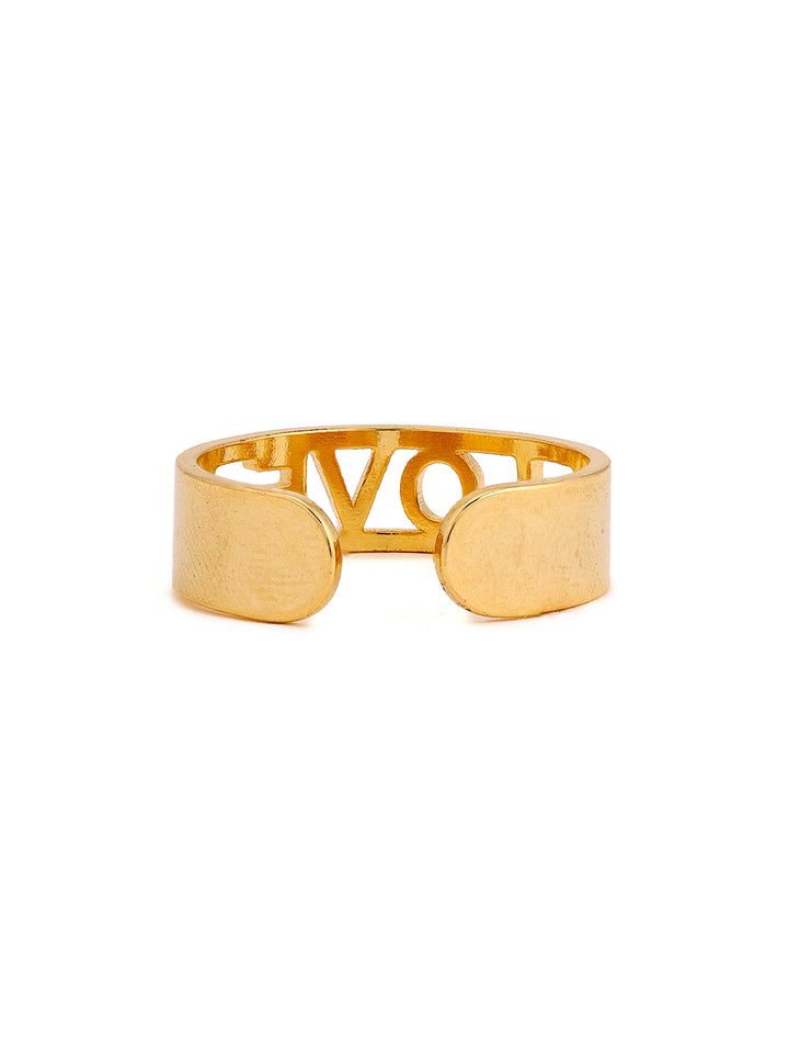 Prita Love Letters Gold Plated Adjustable Ring