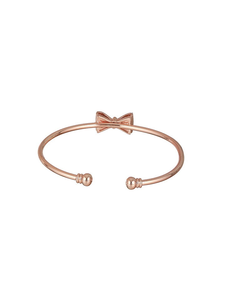 Prita by Priyaasi Studded Bow Rose Gold-Plated Cuff Bracelet