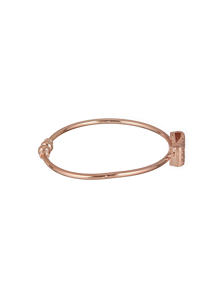 Prita by Priyaasi Studded Bow Rose Gold-Plated Cuff Bracelet