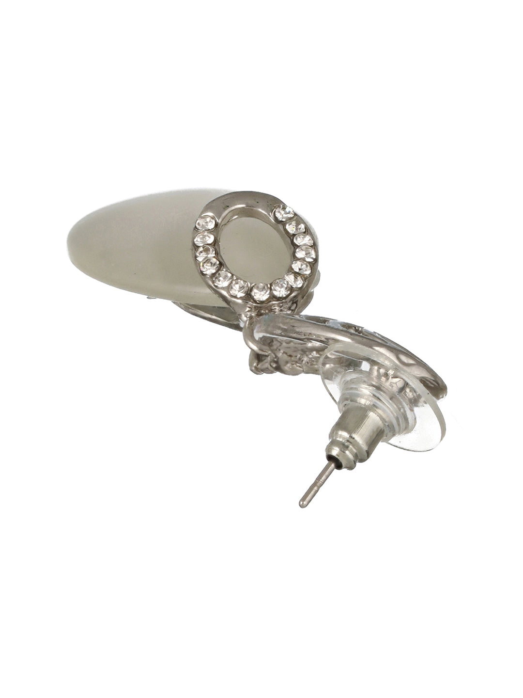 Prita by Priyaasi Floral Teardrop AD Studded Silver-Plated Drop Earrings
