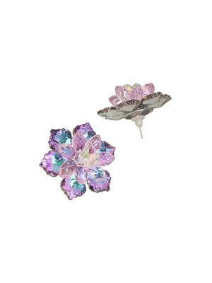 Prita by Priyaasi Pretty Purple Floral Studded Silver-Plated Stud Earrings