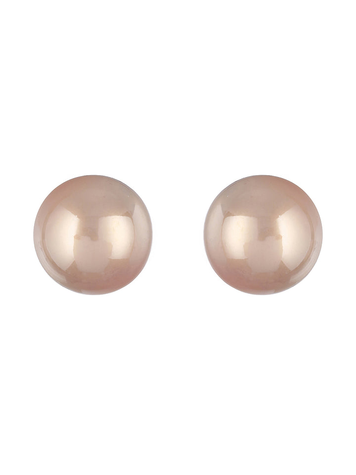 Prita by Priyaasi Pink Pearl Sphere Oversized Silver-Plated Earrings