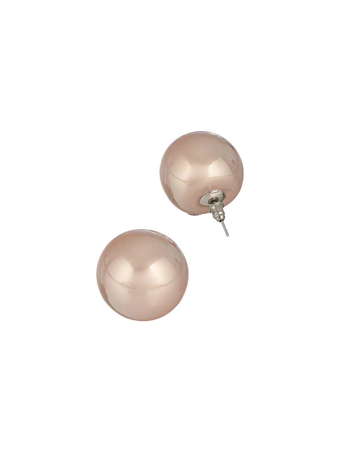 Prita by Priyaasi Pink Pearl Sphere Oversized Silver-Plated Earrings