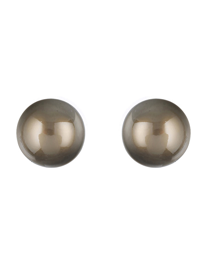 Prita by Priyaasi Grey Pearl Sphere Oversized Silver-Plated Earrings