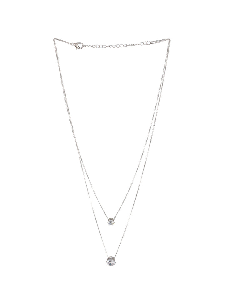 Prita by Priyaasi Dual Layered Solitaire Silver-Plated Necklace