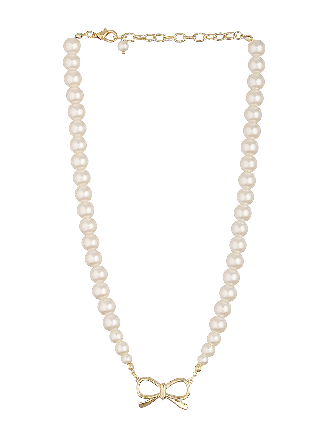 Prita by Priyaasi Pretty Bow Pearl Gold-Plated Necklace