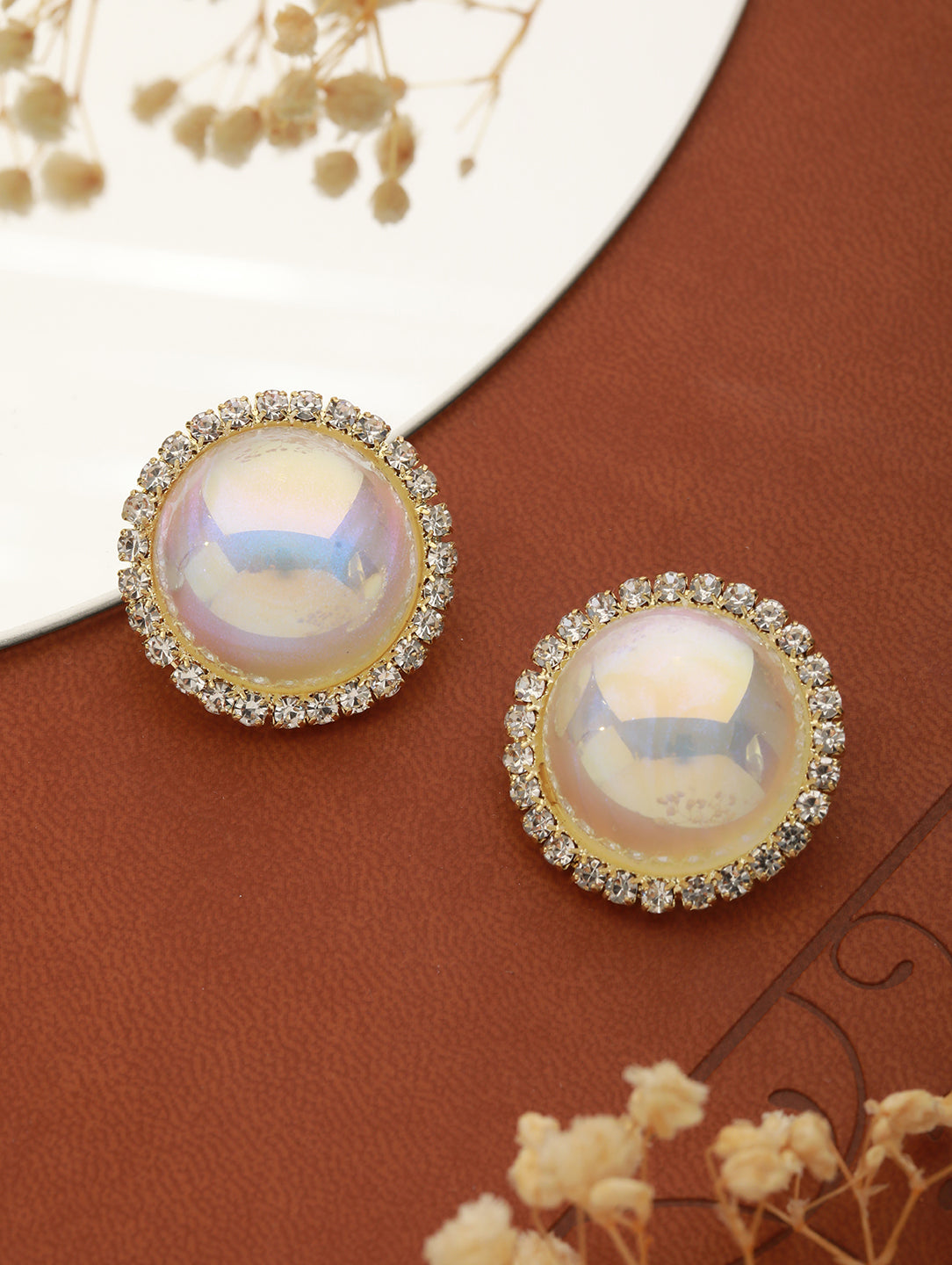 Buy Gold Plated Kundan Floral Scallop Polki Stud Earrings by joules by  radhika Online at Aza Fashions.