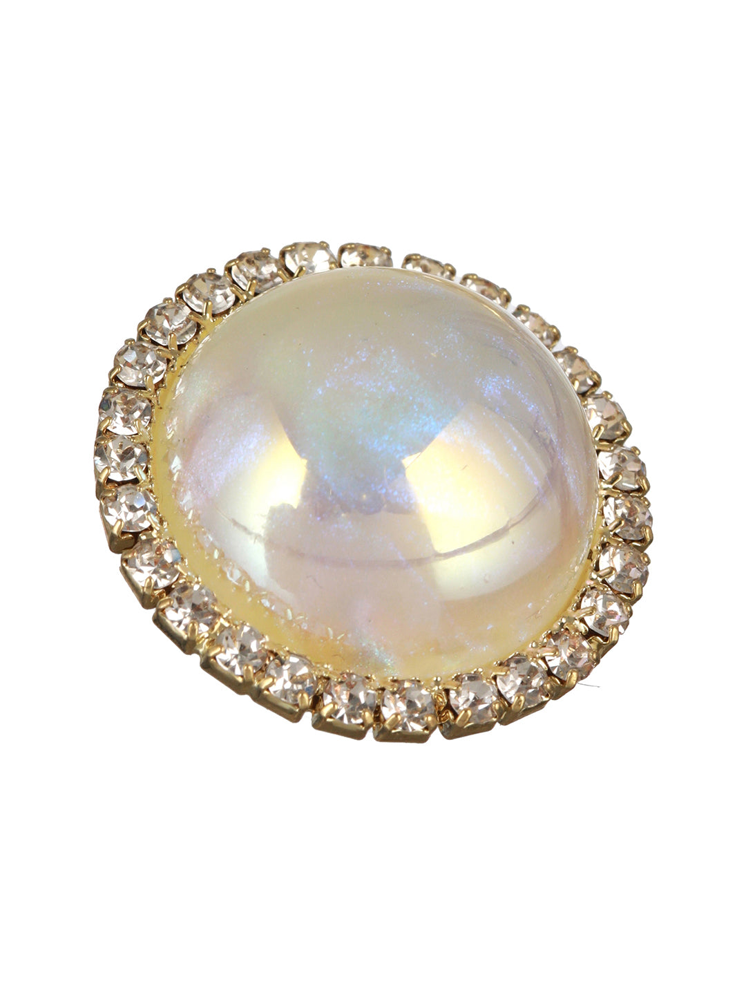 White Pearl American Diamond Gold-Plated Stud Earrings