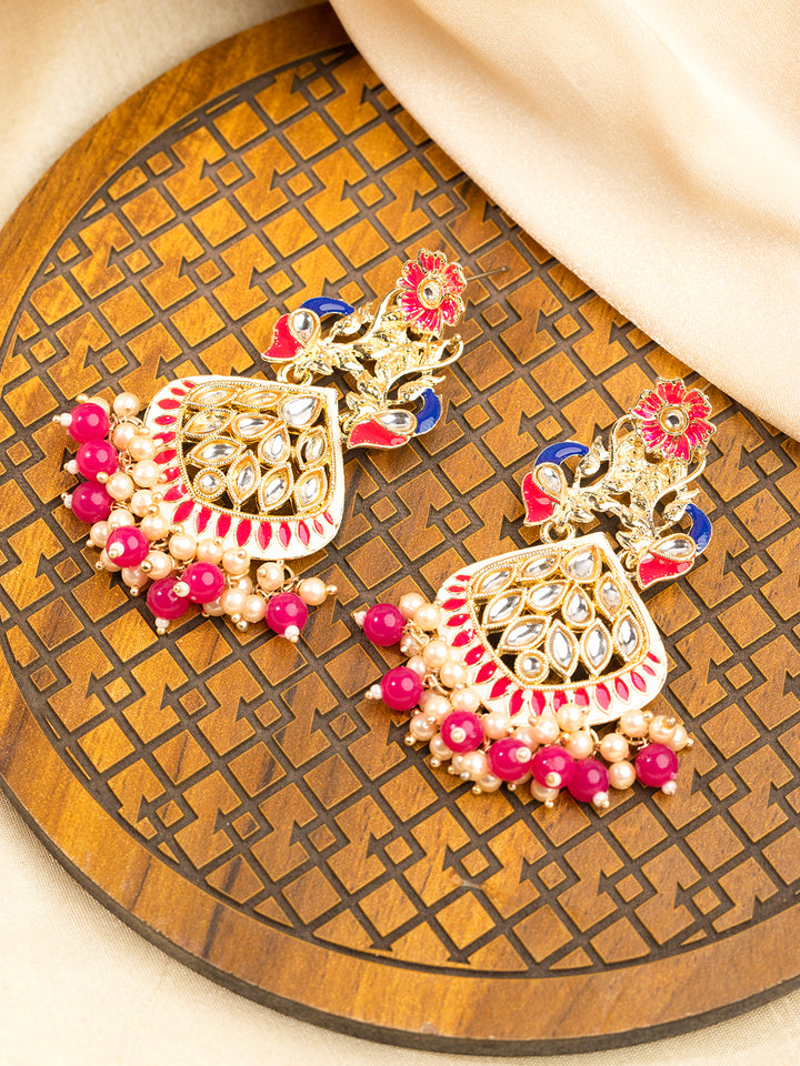 Priyaasi Multi Coloured Gold Plated Meenakari Drop Earrings
