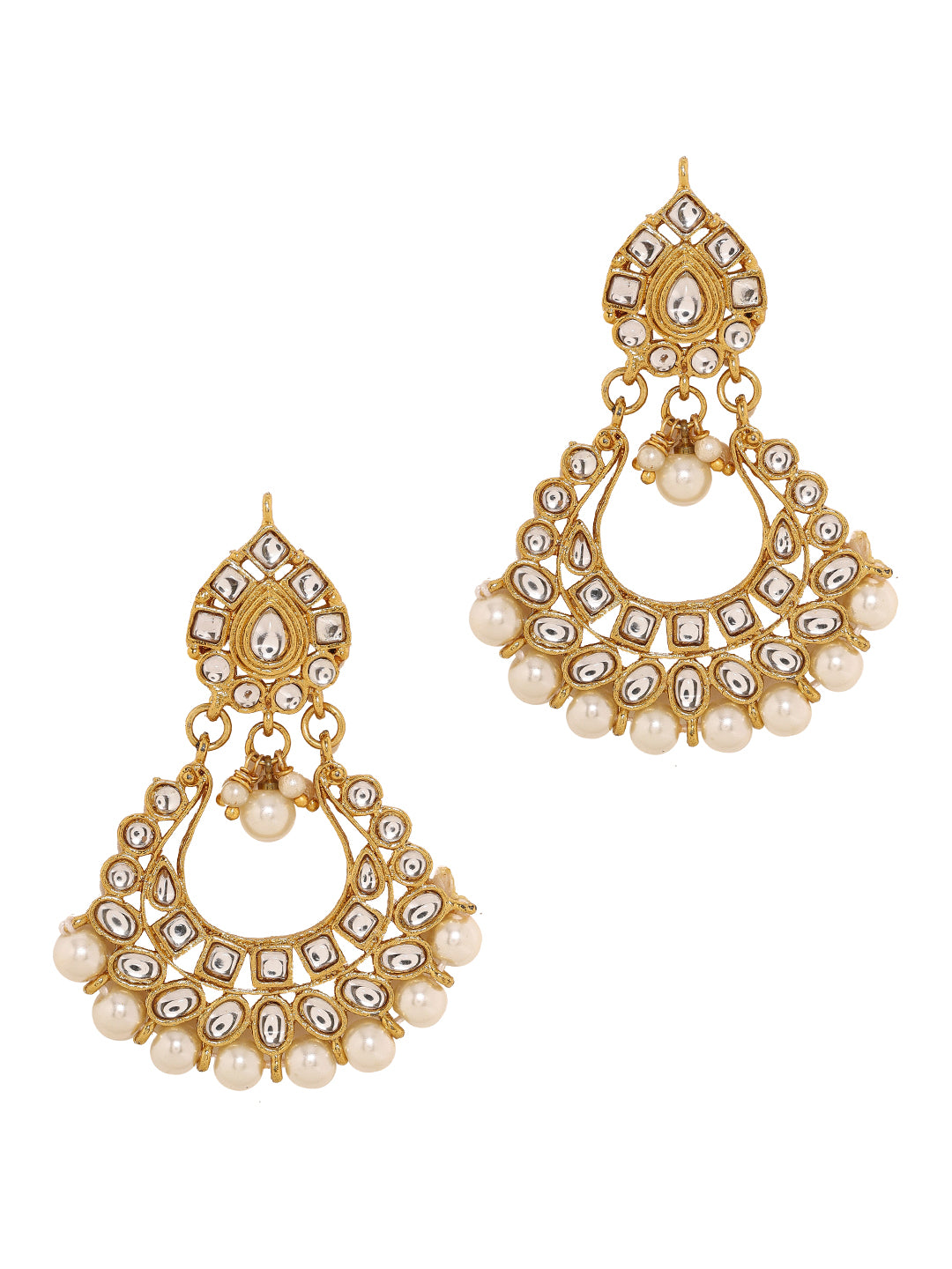 Priyaasi The Charm of Gold Plated Chandbalis with Pearls and Kundans