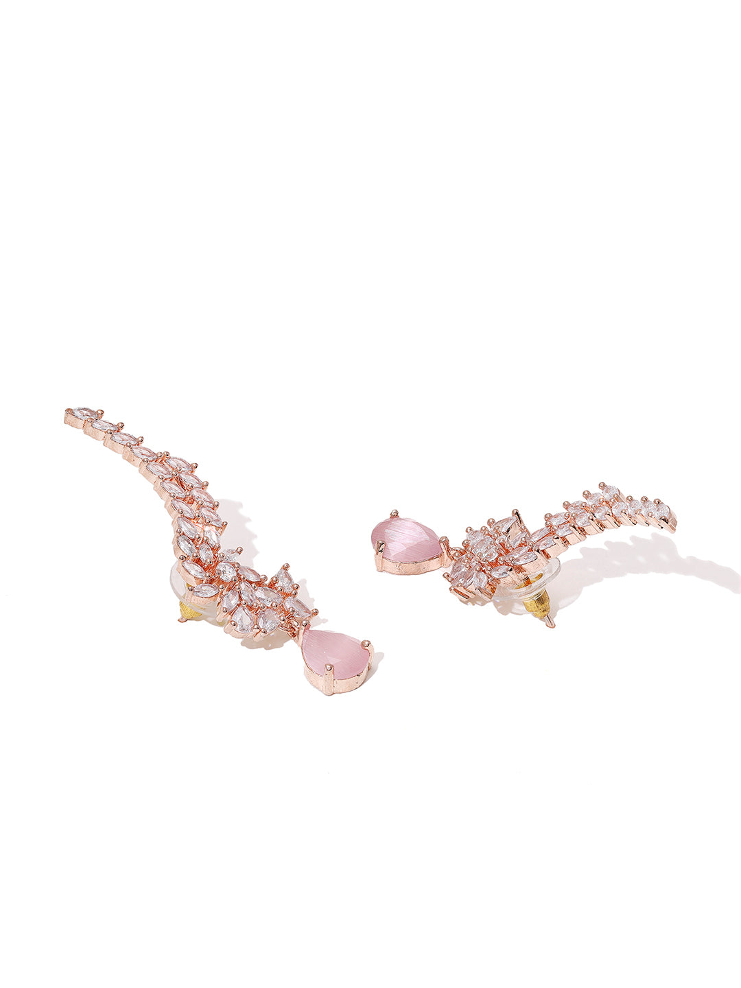 Priyaasi Rose Gold-Plated Brilliance with American Diamond and Blush Pink Stones Bracelet