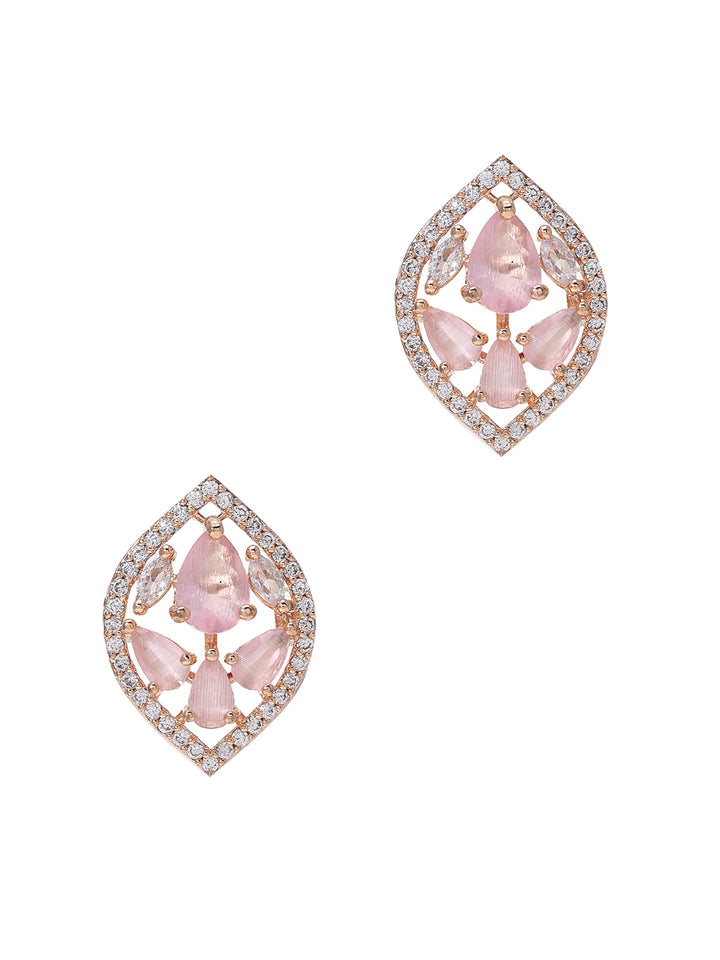 Priyaasi Rose Gold-Plated Opulence with American Diamonds and Blush-Pink Stones