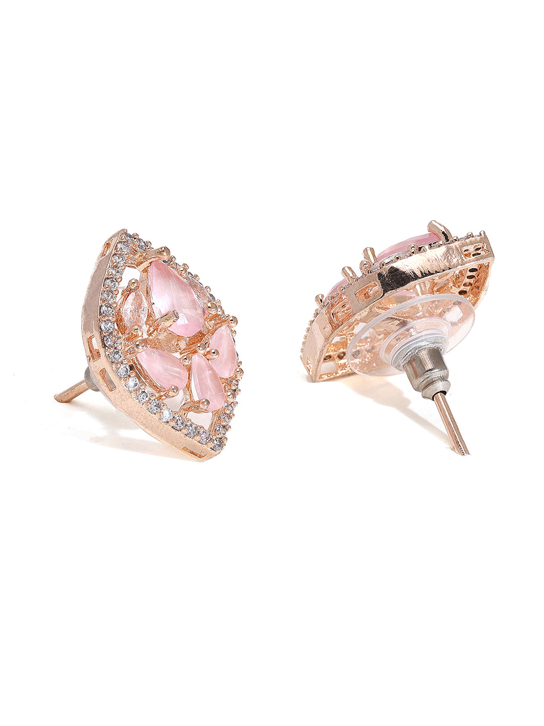 Priyaasi Rose Gold-Plated Opulence with American Diamonds and Blush-Pink Stones