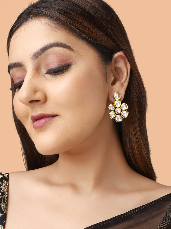 Priyaasi Dazzling Drop Earrings with Kundan and Floral Elegance
