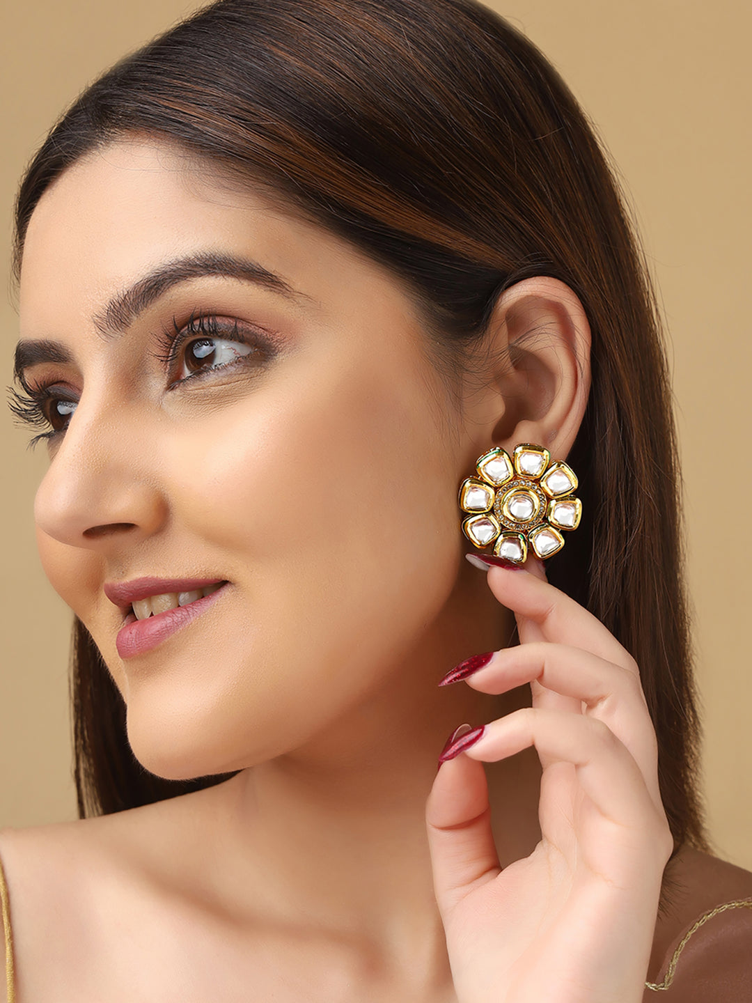 Priyaasi A Collection of Kundan Blossom Stud Earrings
