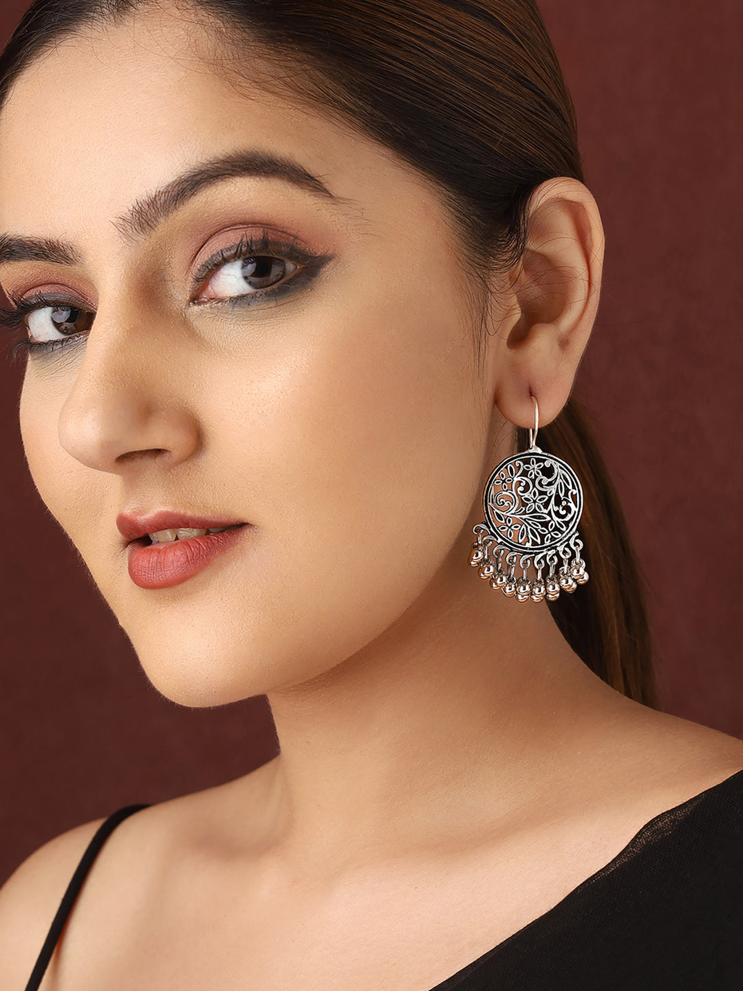 Priyaasi Elegance in Everyday with Filigree Design Chandbali Earrings