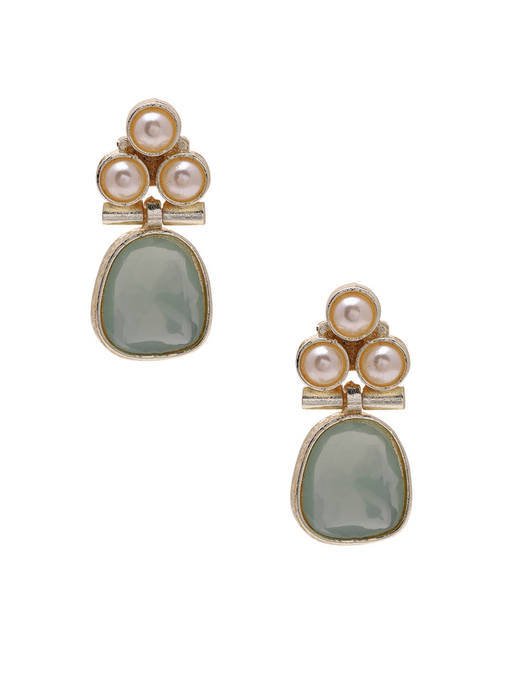 Priyaasi Mint and Pearl Drop Earrings