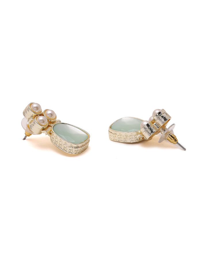 Priyaasi Mint and Pearl Drop Earrings