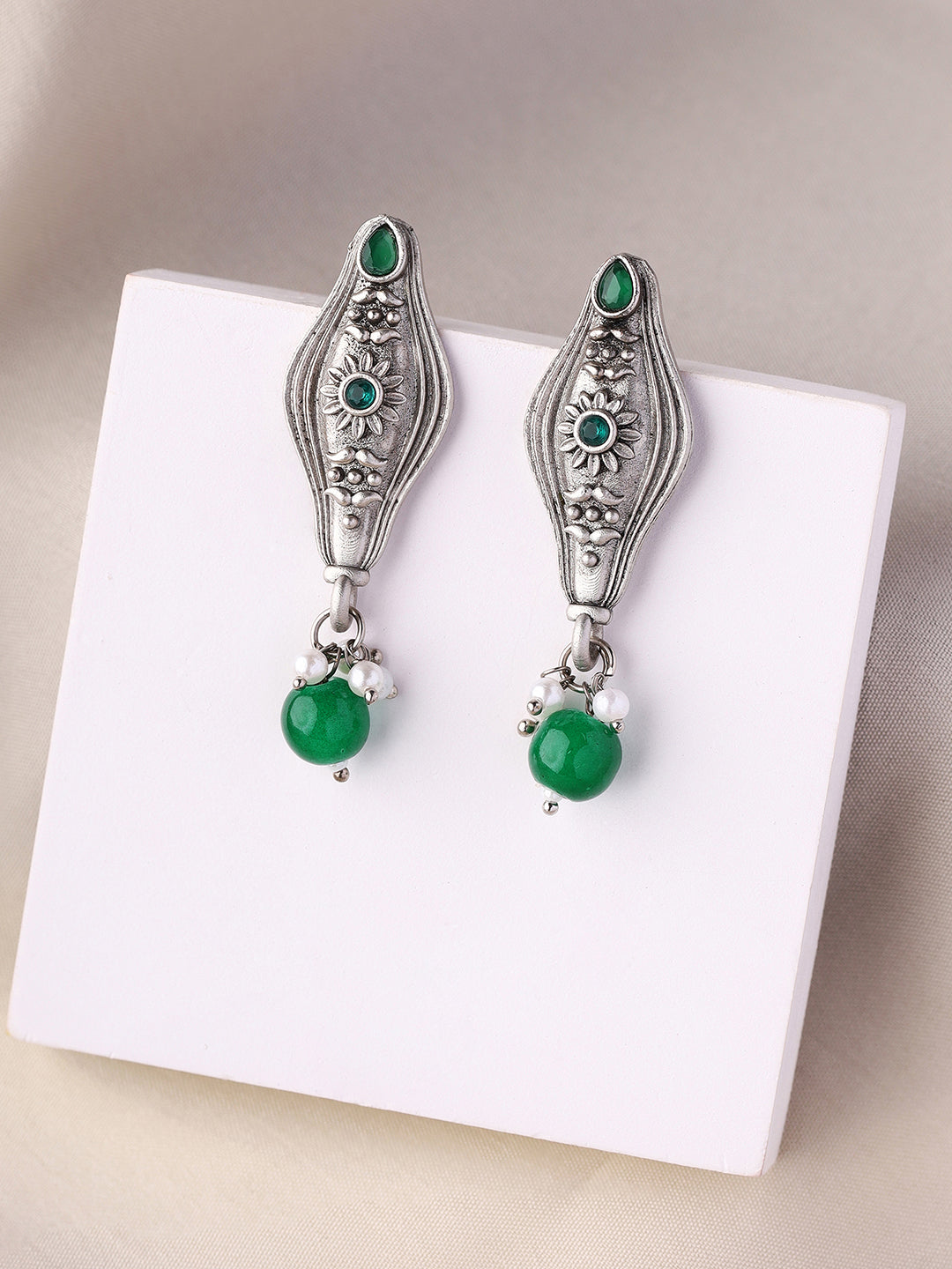 Priyaasi Verdant Elegance in Oxidized Green Stones