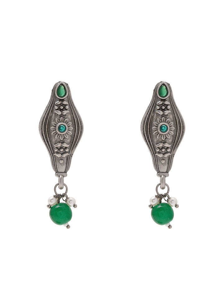 Priyaasi Verdant Elegance in Oxidized Green Stones