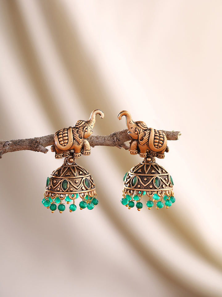 Priyaasi Elephant Green Jhumkas