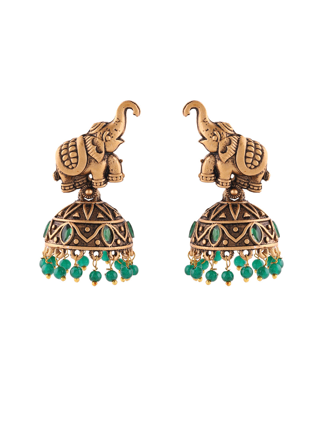 Priyaasi Elephant Green Jhumkas