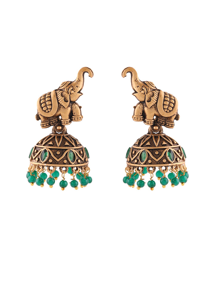 Priyaasi Elephant Green Jhumkas